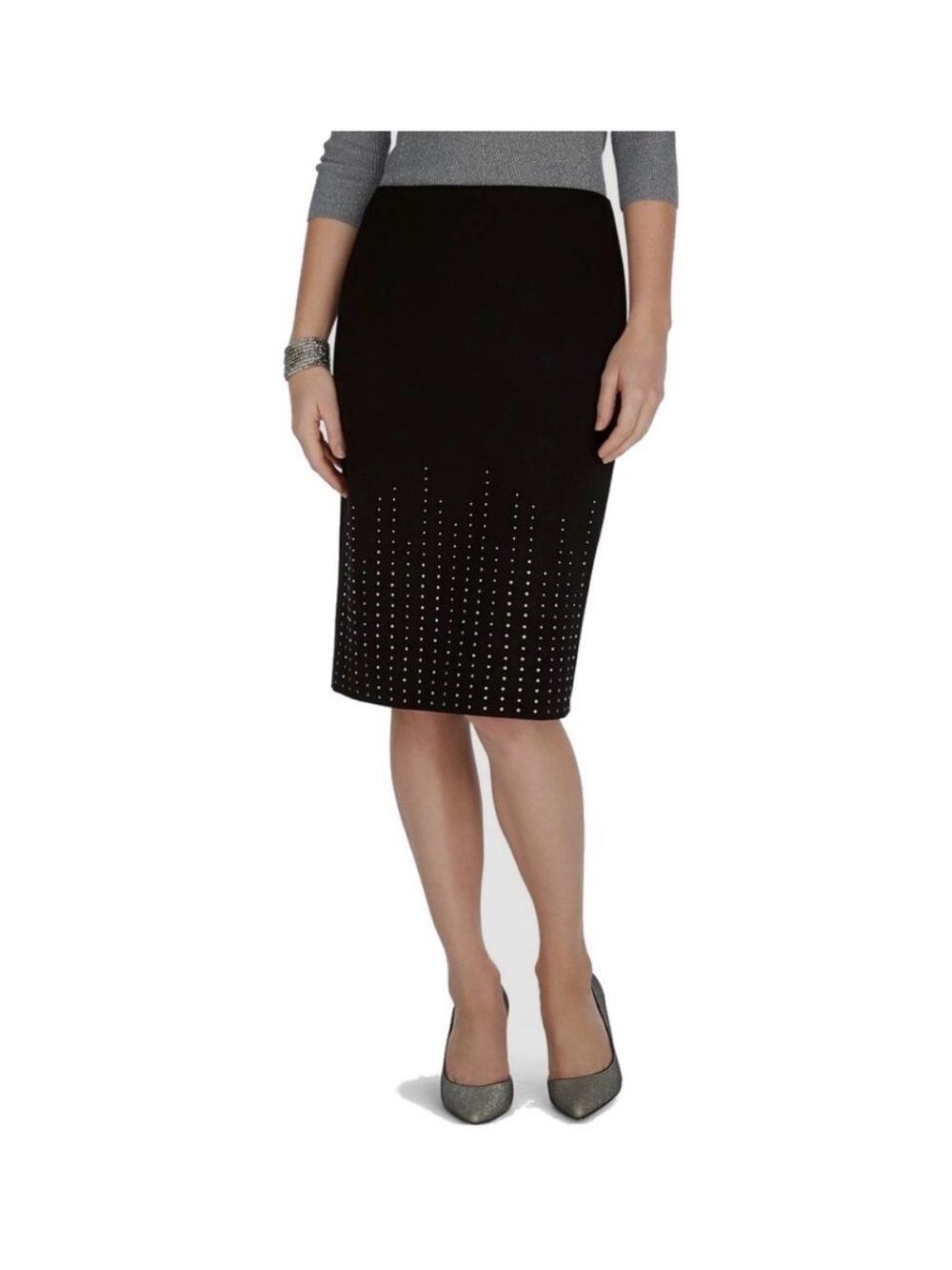 White House Black Market Black Studded Pencil Skirt #1246